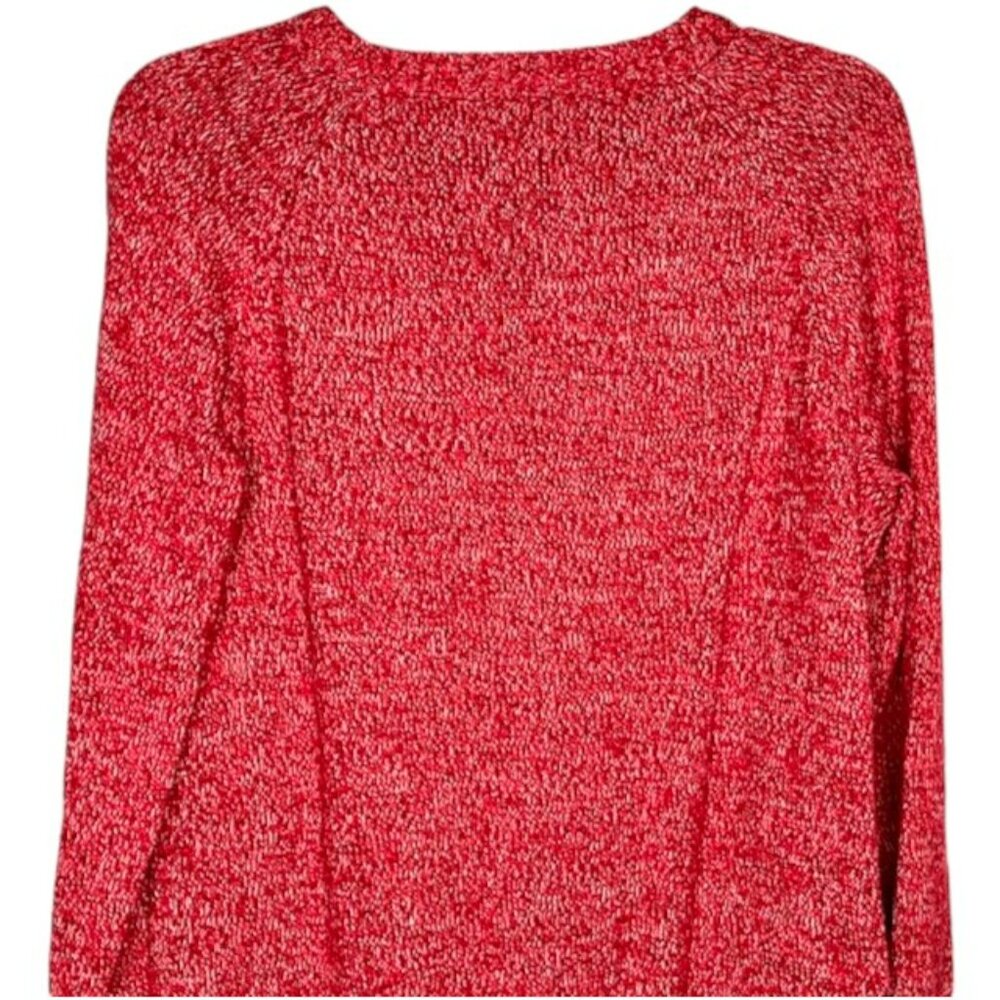 Lands' End Cotton Crewneck Weave-Front Drifter Sweater - Red/White - XL - Picture 6 of 12